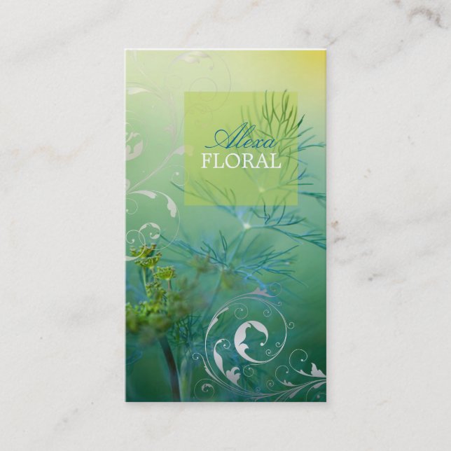 PixDezines dill weeds+filigree swirls Business Card (Front)
