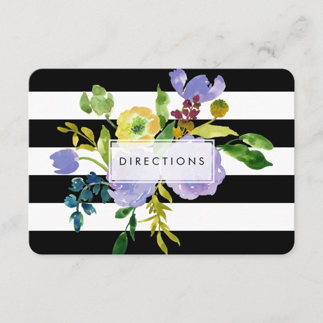 PixDezines directions floral mitzvah/DIY bckgrnd Enclosure Card (Front)