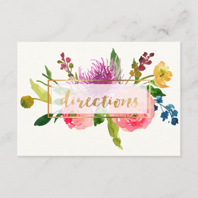 PixDezines directions floral watercolor/ranunculus Enclosure Card (Front)