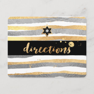 PixDezines directions/silver/gold/stripes/mitzvah Enclosure Card