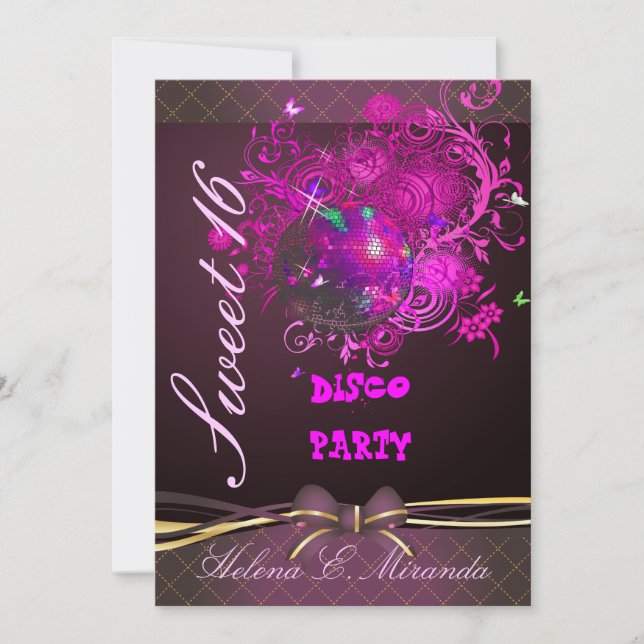 PixDezines Disco Ball Sweet 16/ princess/tiara Invitation (Front)