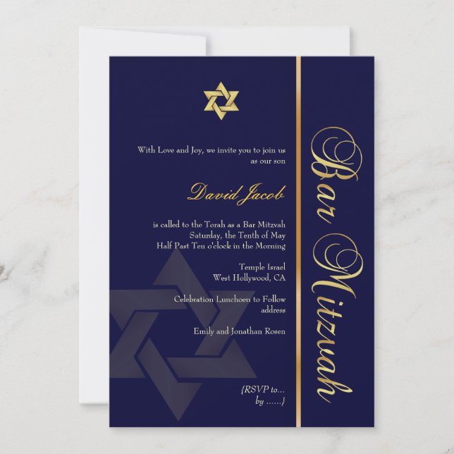 PixDezines DIY BACKGROUND/CLASSIC GOLD/BAR MITZVAH Invitation (Front)