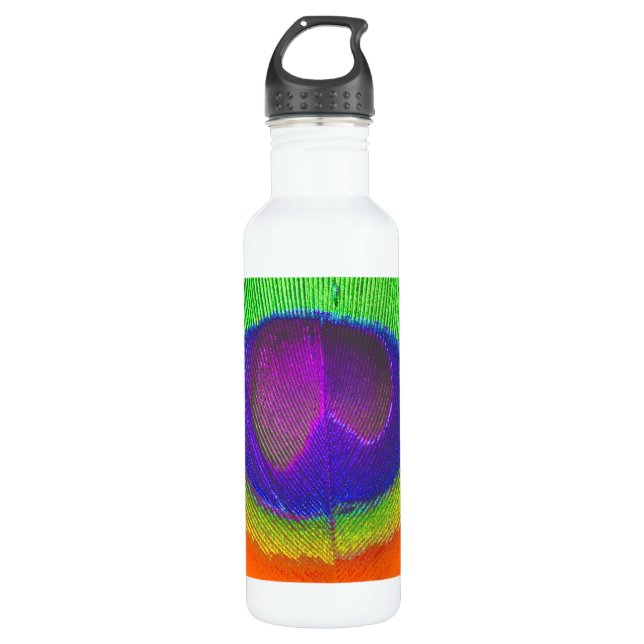 PixDezines diy background colour/peacock eye 710 Ml Water Bottle (Front)
