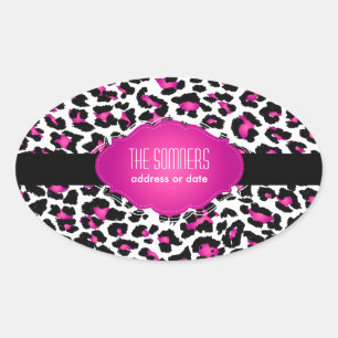 PixDezines DIY background colour/pink cheetah Oval Sticker