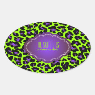 PixDezines DIY background colour/purple cheetah Oval Sticker