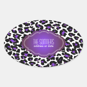 PixDezines DIY background colour/purple cheetah Oval Sticker