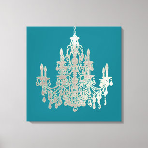 PixDezines DIY Background Colour/Silver Chandelier Canvas Print