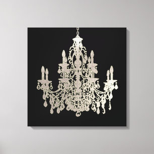 PixDezines DIY Background Colour/Silver Chandelier Canvas Print
