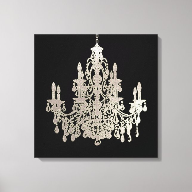 PixDezines DIY Background Colour/Silver Chandelier Canvas Print (Front)