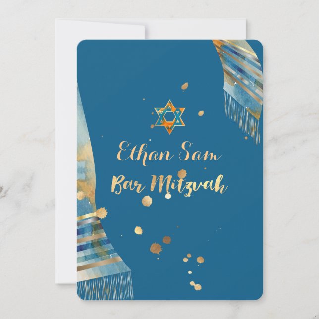 PixDezines DIY background colour/talit/Mitzvah Invitation (Front)