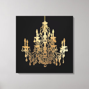 PixDezines DIY Background/Faux Gold Chandelier Canvas Print