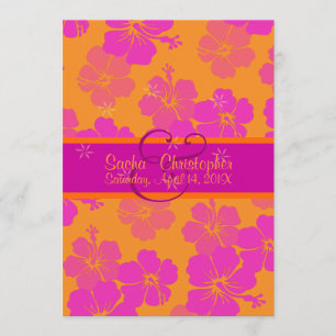 PixDezines diy background, passion pink hibiscus Invitation