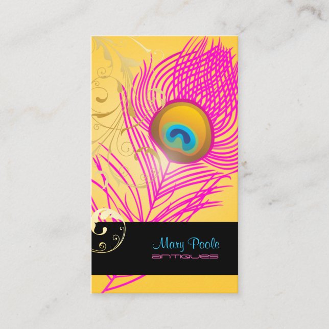 PixDezines diy background/peacock+filigree Business Card (Front)