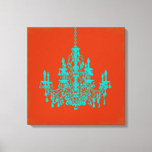PixDezines DIY Background/teal chandelier Canvas Print