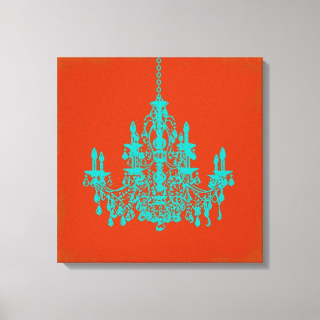 PixDezines DIY Background/teal chandelier Canvas Print (Front)