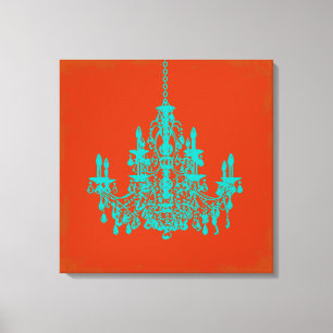 PixDezines DIY Background/teal chandelier Canvas Print