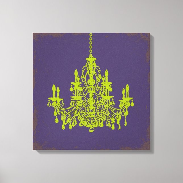 PixDezines DIY Bckgrnd/green crystal chandelier Canvas Print (Front)