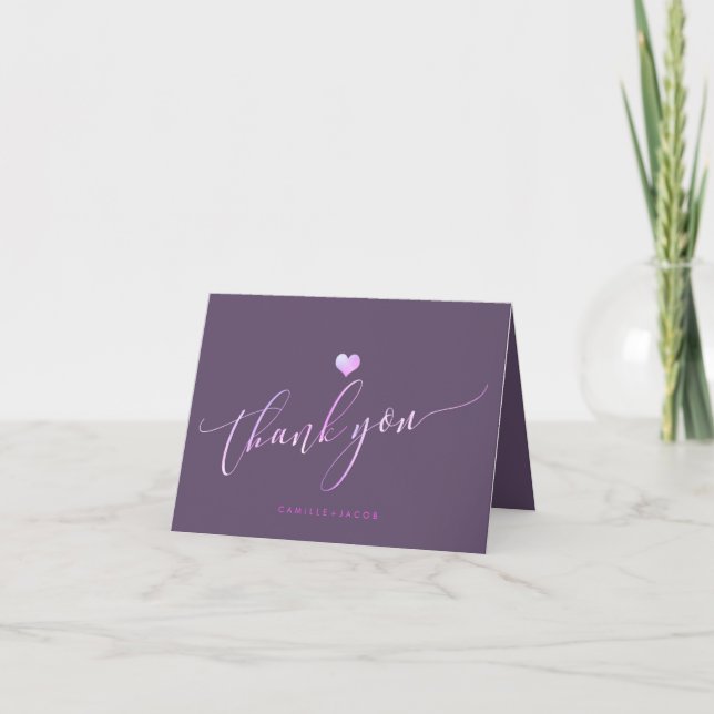 PixDezines DIY Color+Iridescent Pink Thank You Card (Front)