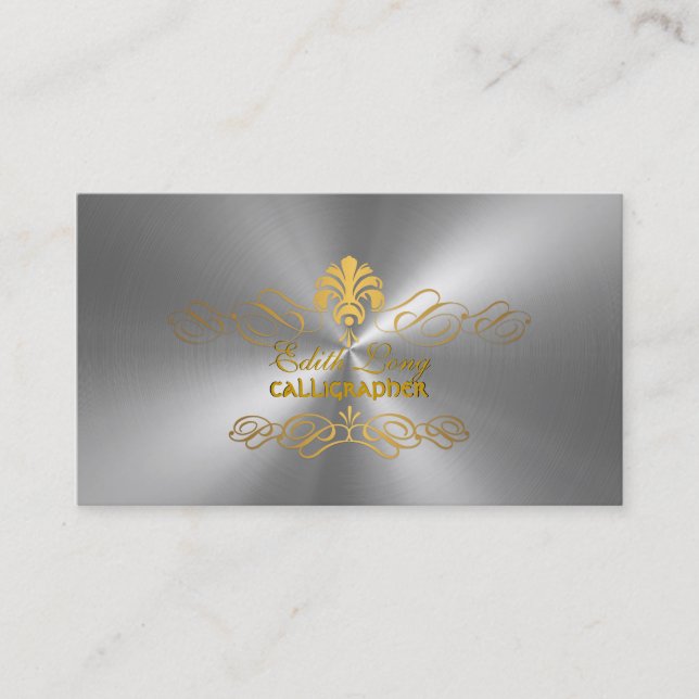 PixDezines diy colour/antique scrolls faux metal Business Card (Front)