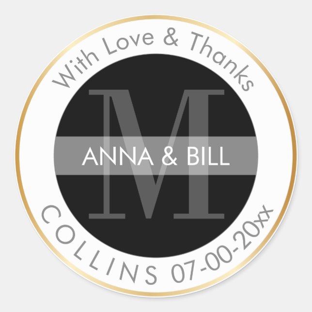 PixDezines DIY Colour/Black/Thank You Classic Round Sticker (Front)