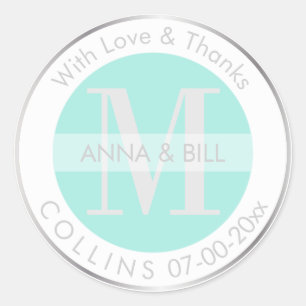 PixDezines DIY Colour/Blue/Silver/Thank You Classic Round Sticker