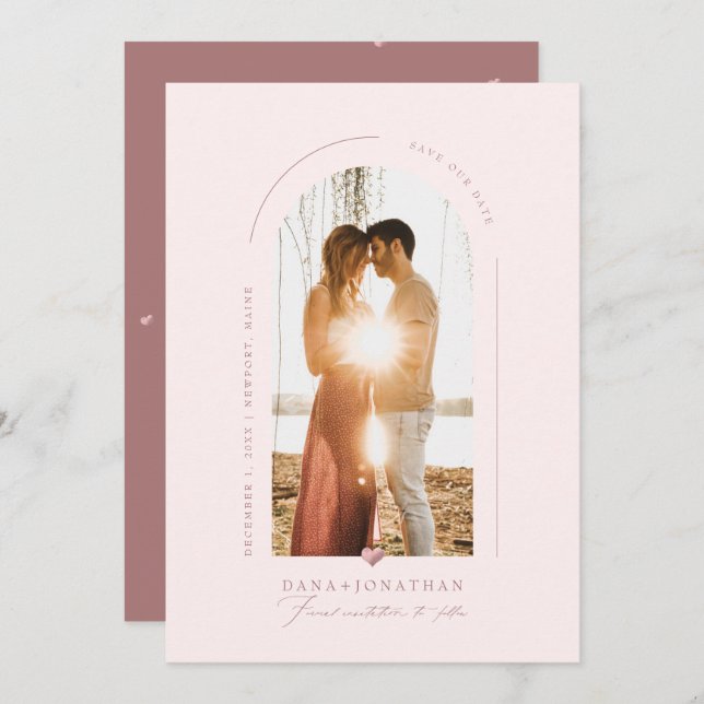 PixDezines DIY colour Blush Arch Save our Date Invitation (Front/Back)
