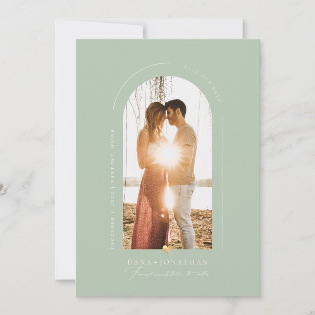 PixDezines DIY colour Celadon Arch Save Date Invitation (Front)