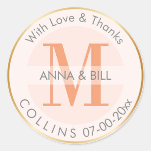 PixDezines DIY Colour/Coral Orange/Thank You Classic Round Sticker