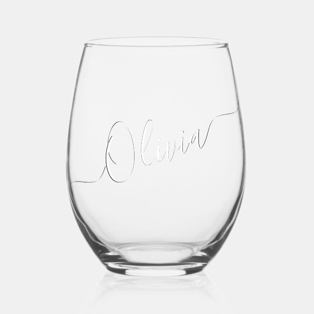 PixDezines DIY colour Custom Wine Tumbler Stemless Wine Glass (Front)