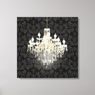 PixDezines DIY Colour Damask/Crystal Chandelier Canvas Print