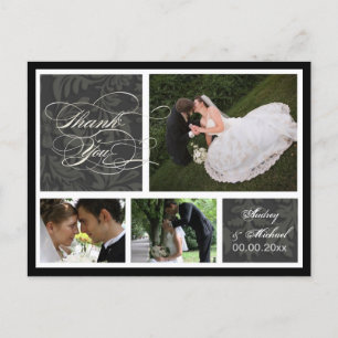 PixDezines DIY colour/Damask Photos Thank you Postcard