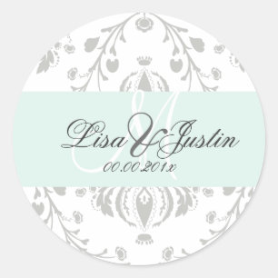 PixDezines diy colour/damask wedding Classic Round Sticker