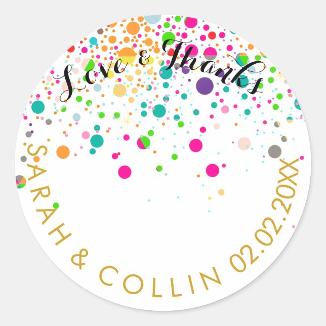 PixDezines DIY colour/dazzled/rainbow specks Classic Round Sticker (Front)