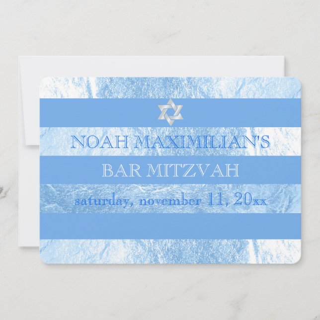 PixDezines DIY colour/faux foil stripes bar mitzva Invitation (Front)