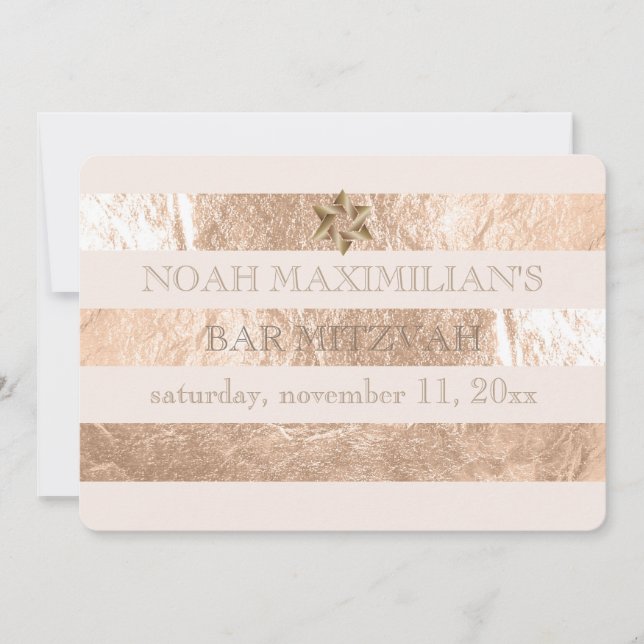 PixDezines DIY colour/faux foil stripes bar mitzva Invitation (Front)