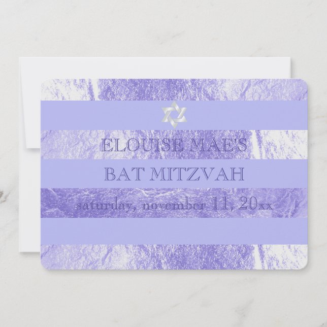 PixDezines DIY colour/faux foil stripes bat mitzva Invitation (Front)