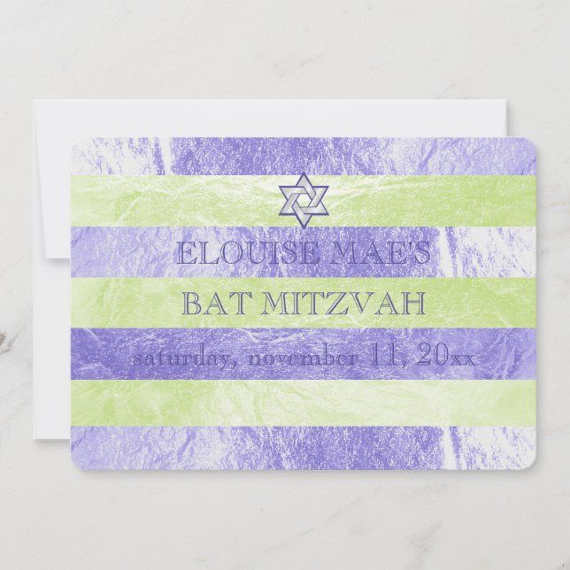 PixDezines DIY colour/faux foil stripes bat mitzva Invitation (Front)