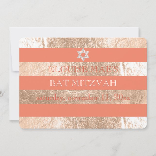 PixDezines DIY colour/faux foil stripes bat mitzva Invitation (Front)