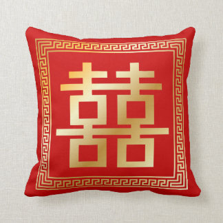 PixDezines diy colour/faux gold double happiness Cushion