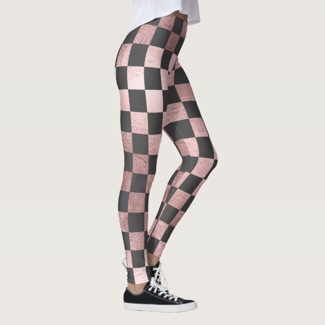 PixDezines DIY Colour/Faux Rose Gold/Chequered Leggings (Right)