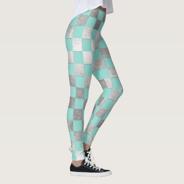 PixDezines DIY Colour/Faux Silver/Chequered Patter Leggings (Right)