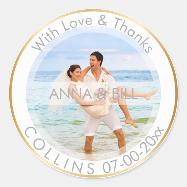 PixDezines DIY Colour/Photo/Thank You Classic Round Sticker (Front)