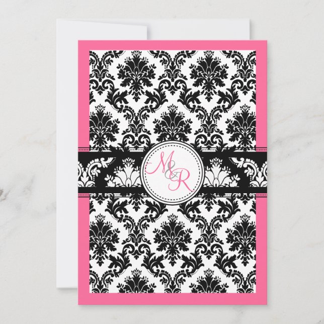 PixDezines diy colour, pink/la paloma damask Invitation (Front)