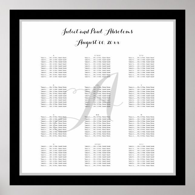 PixDezines DIY colour/plain seating chart (Front)
