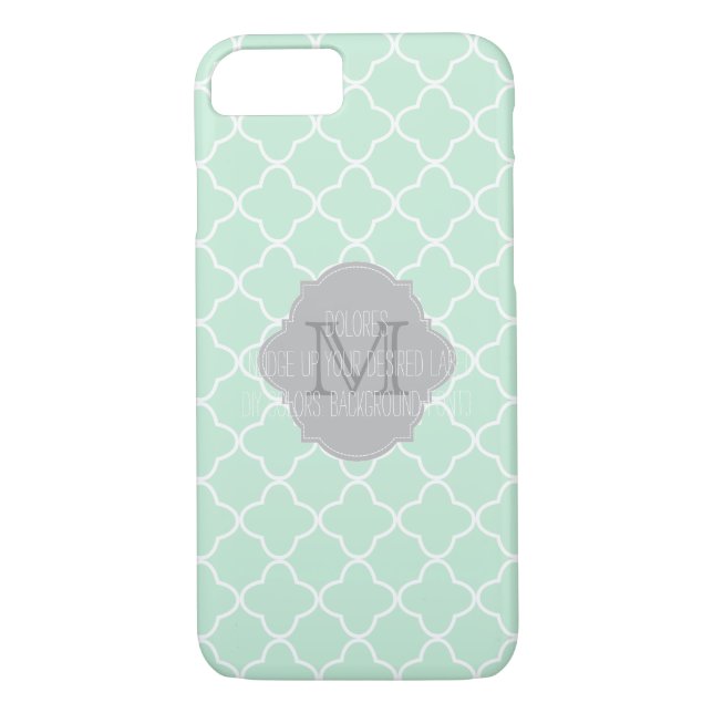 PixDezines diy colour/quatrefoil pattern/mint Case-Mate iPhone Case (Back)