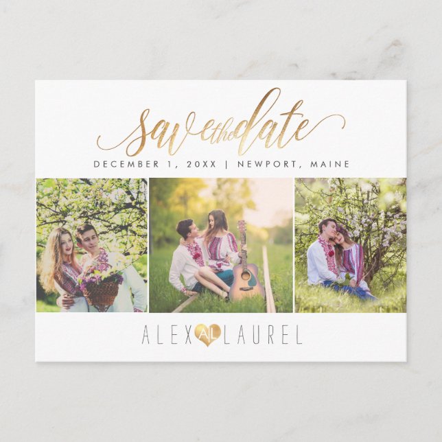 PixDezines DIY colour/Save our Date/Faux Gold Postcard (Front)