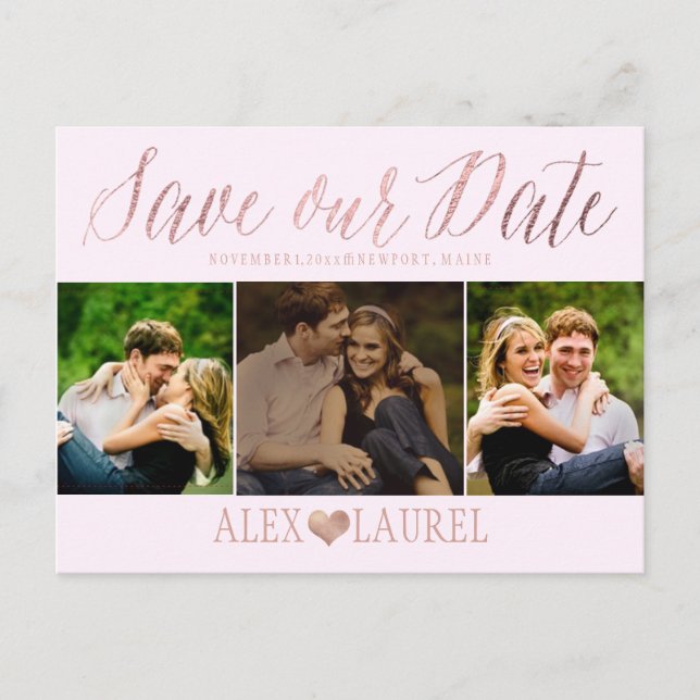 PixDezines DIY colour/Save our Date/Fun Script Announcement Postcard (Front)