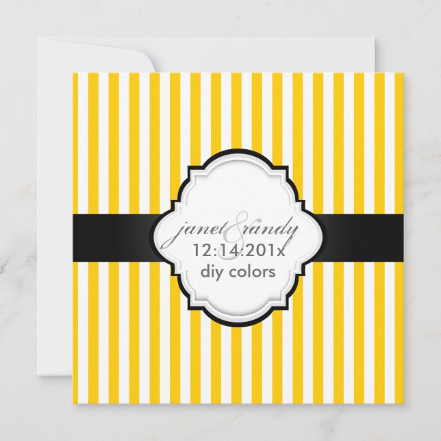 PixDezines diy colour+size plain white stripes Invitation (Front)