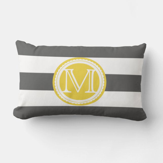 PixDezines DIY colour stripes/monogram Lumbar Cushion (Front)