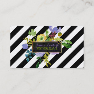 PixDezines DIY colour/stripes/weatercolor floral Business Card